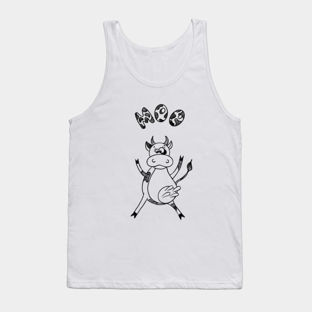 Funny cow Tank Top by Dina Mokareva